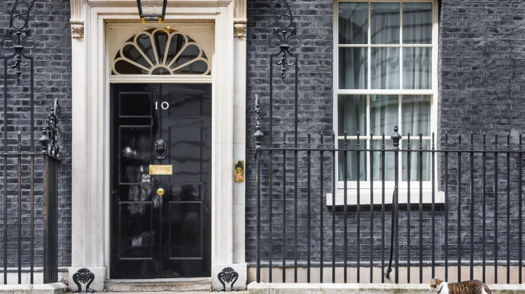 An image of the door at 10 Downing Street