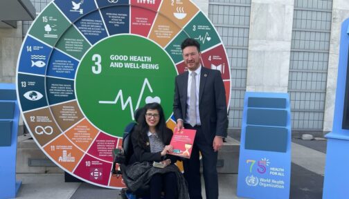 Some of the campaigns team outside the UN building on the weekend of the Sustainable Development Goals Summit